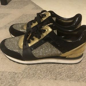 Michael Kors Black and Gold sneaker- LIKE NEW